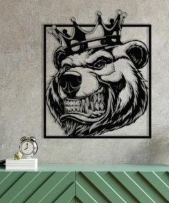 Déco Murale Tête d'Ours en Métal